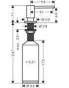 Muilo dozatorius Hansgrohe A41, integruojamas, 500 ml