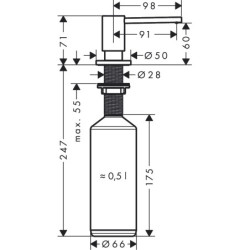 Muilo dozatorius Hansgrohe A41, integruojamas, 500 ml