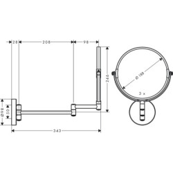 Kosmetinis veidrodis Hansgrohe Logis Universal, Ø188 mm
