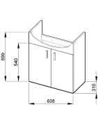 Spintelė su praustuvu Jika Lyra Plus, 60 cm
