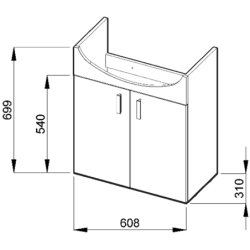 Spintelė su praustuvu Jika Lyra Plus, 60 cm