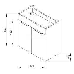 Spintelė su praustuvu Jika Cube, 33x62x60 cm