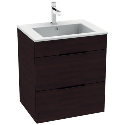 Spintelė Jika Cube, su praustuvu, dviejų stalčių, tamsaus ąžuolo