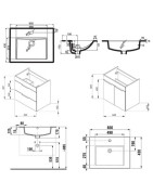 Spintelė Jika Cube, su praustuvu ir 2 stalčiais
