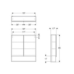Veidrodinė spintelė Geberit Selnova Square 80 cm, balta blizgi