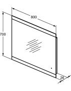 Veidrodis Ideal Standard, su LED apšvietimu, 800x700x26 mm