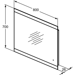 Veidrodis Ideal Standard, su LED apšvietimu, 800x700x26 mm