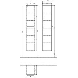 Ūkinė spintelė Villeroy&Boch Avento, blizgi juoda, 176 cm