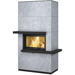 Plieninis židinys Nibe Contura i31T, pilka, 8 kW, su lentynomis