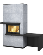 Plieninis židinys Nibe Contura i31T, su lentynomis ir suoleliu