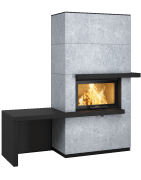 Plieninis židinys Nibe Contura i31T, su lentynomis ir suoleliu