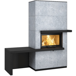 Plieninis židinys Nibe Contura i31T, su lentynomis ir suoleliu