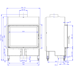 Plieninis židinio ugniakuras Romotop Basic B2Z01, 11.7 kW