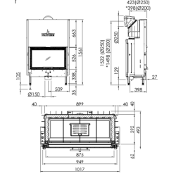 Plieninis židinio ugniakuras Spartherm Varia 1V87h-4S, 12.4 kW