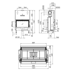 Plieninis židinio ugniakuras Spartherm Varia V-FD-87h, 13.8 kW
