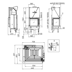 Plieninis židinio ugniakuras Spartherm Premium V-2L-55h, 10.3 kW