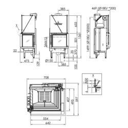 Plieninis židinio ugniakuras Spartherm Premium V-2R-55h, 10.3 kW