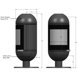 Ketinė krosnelė Invicta Altais, antracito spalvos, iki 9 kW