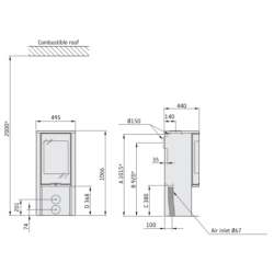 Plieninė krosnelė Nibe Contura 510:2 Style, juoda, iki 7 kW