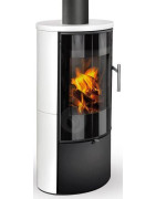 Plieninė krosnelė Romotop Laredo 01, su baltos spalvos apdaila, 6.5 kW