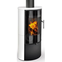 Plieninė krosnelė Romotop Laredo 01, su baltos spalvos apdaila, 6.5 kW