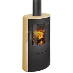 Plieninė krosnelė Romotop Ovalis 04, smėlio akmens apdaila, 8 kW