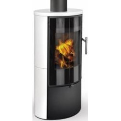 Plieninė krosnelė Romotop Laredo 01, su matinės baltos spalvos apdaila, 6.5 kW
