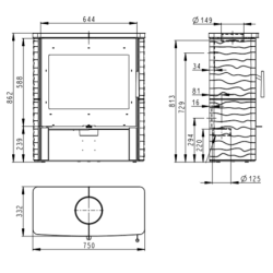 Plieninė krosnelė Romotop Salem 01, keramikos apdaila, 8 kW