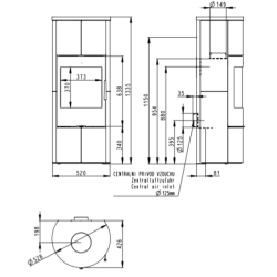 Plieninė krosnelė Romotop Palea 01, keramikos apdaila, 6.5 kW
