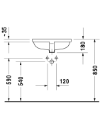 Praustuvas Duravit Starck3, 490x365 mm, įmontuojamas