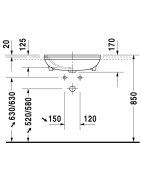 Praustuvas Duravit Durastyle, 550x455 mm, pusiau įleidžiamas
