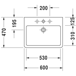 Praustuvas Duravit Vero, baldinis, 600x470 mm