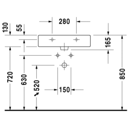 Praustuvas Duravit Vero, baldinis, 600x470 mm