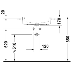 Praustuvas Duravit Vero, pusiau įleidžiamas, 550x470 mm