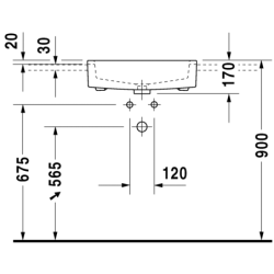 Praustuvas Duravit Vero, pusiau įleidžiamas, 550x470 mm