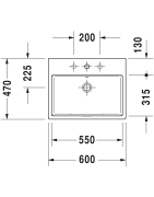 Praustuvas Duravit Vero Air, baldinis, 600x470 mm