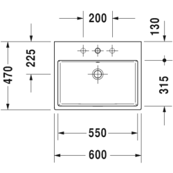 Praustuvas Duravit Vero Air, baldinis, 600x470 mm