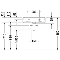 Praustuvas Duravit Vero Air, baldinis, 600x470 mm