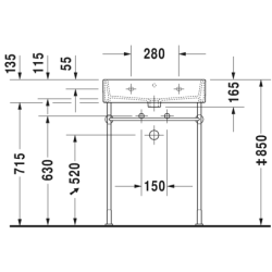 Praustuvas Duravit Vero Air, baldinis, 600x470 mm
