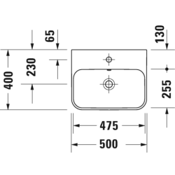 Praustuvas Duravit Happy D.2 Plus, 500x400 mm