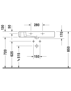Praustuvas Duravit Vero, baldinis, 850x490 mm