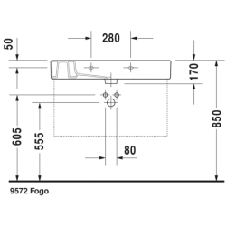Praustuvas Duravit Vero, baldinis, 850x490 mm