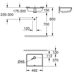 Praustuvas Grohe Cube Ceramic, 49 cm, su PureGuard danga