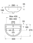 Praustuvas Gustavsberg Nordic3, 500x370 mm