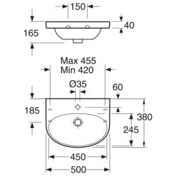 Praustuvas Gustavsberg Nautic 5550, 500x380 mm