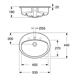 Praustuvas Gustavsberg 7G28 53, 530x440 mm