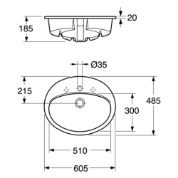 Praustuvas Gustavsberg 7G28 60, 605x485 mm