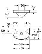 Praustuvas Gustavsberg Nautic 5540, 400x275 mm