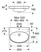 Praustuvas Gustavsberg Nautic 5560, 600x460 mm