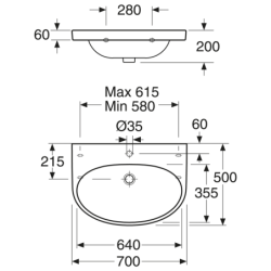 Praustuvas Gustavsberg Nautic 5570, 700x500 mm